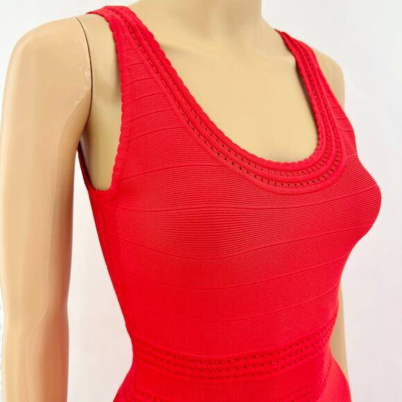 Diane Von Furstenberg DVF XS Perry Chilli Pepper Red Fit & Flare Bandage Dress - Picture 3 of 8